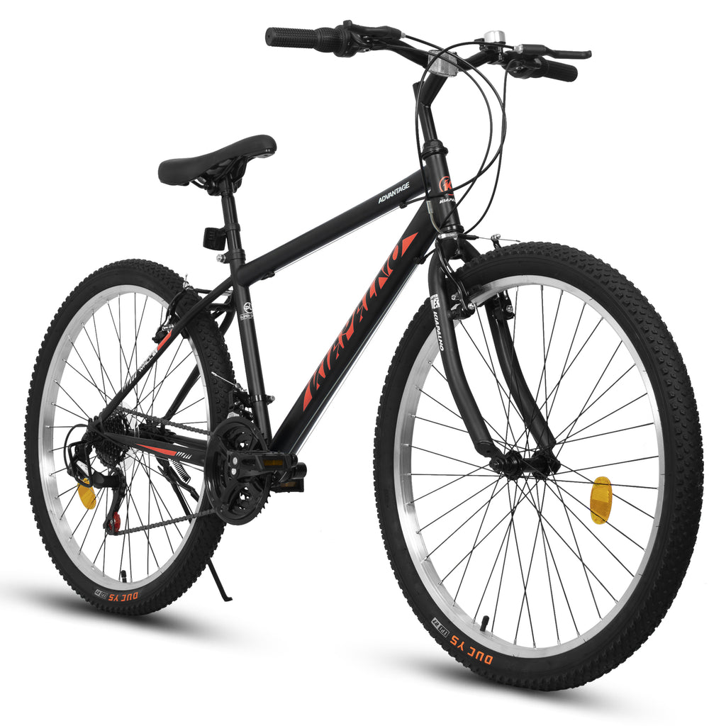 A24338 24 Inch Carbon Steel Frame Mountain Bike,Front amd Rear Dual Shock Absorption,21-Speed Dual V-Brake, Adult and Teens Bicycle for Mountain
