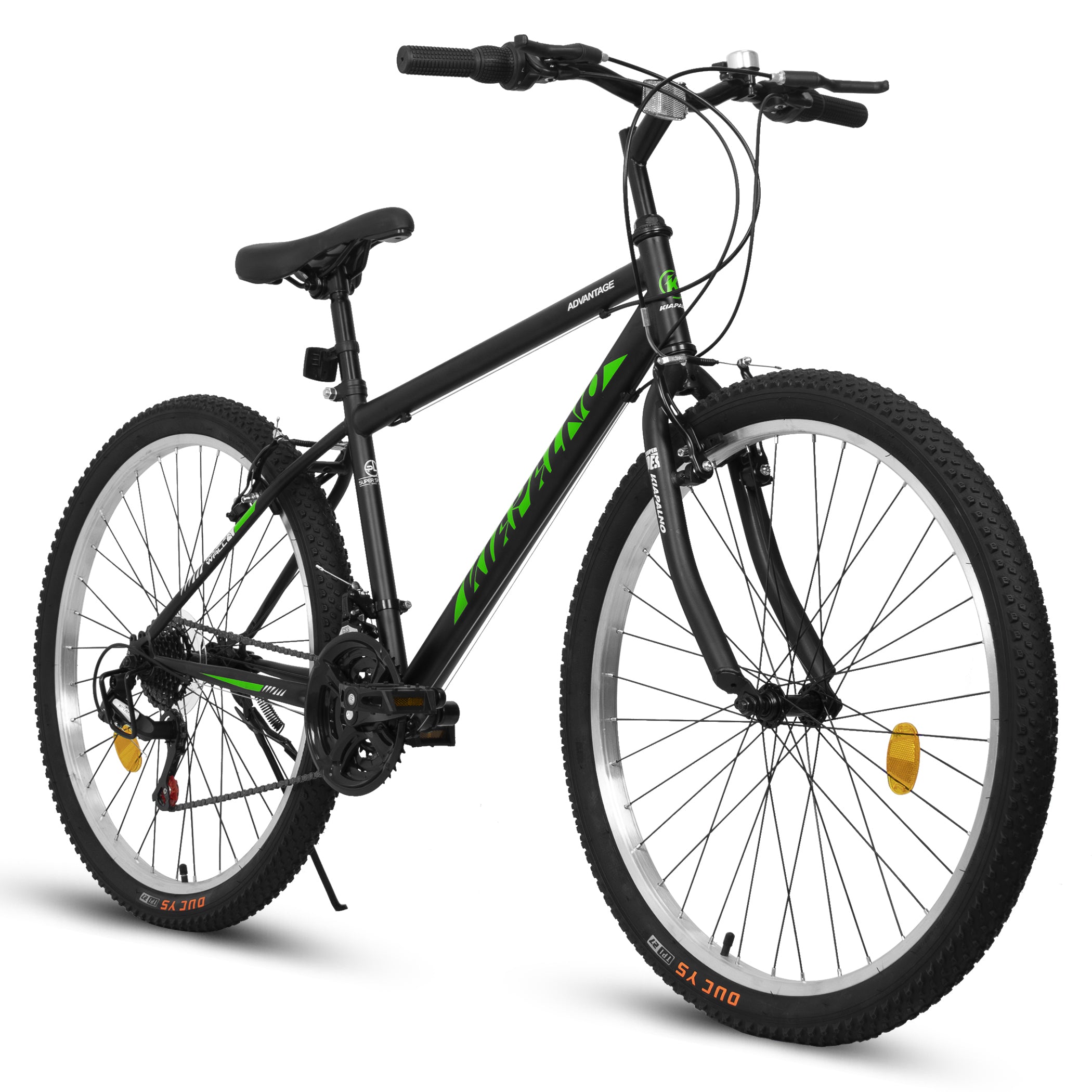A26338 26 Inch Carbon Steel Frame Mountain Bike,Front amd Rear Dual Shock Absorption,21-Speed Dual V-Brake, Adult and Teens Bicycle for Mountain